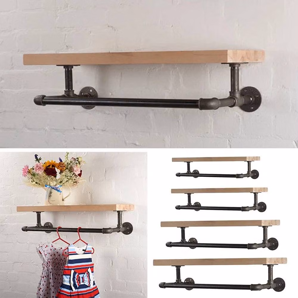 FORGEVIO Industrial Black Matt Metal and Wood Clothes Rail – 3