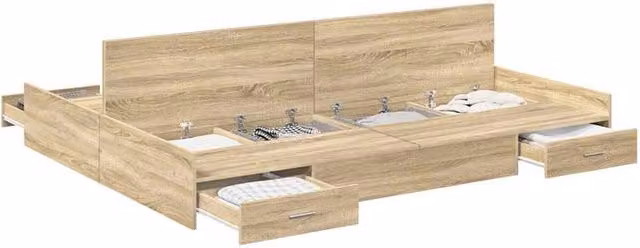 Berkfield Home Storage Bed Frame with Drawers in Sonoma Oak, W: 135 cm x L: 190 cm – 1