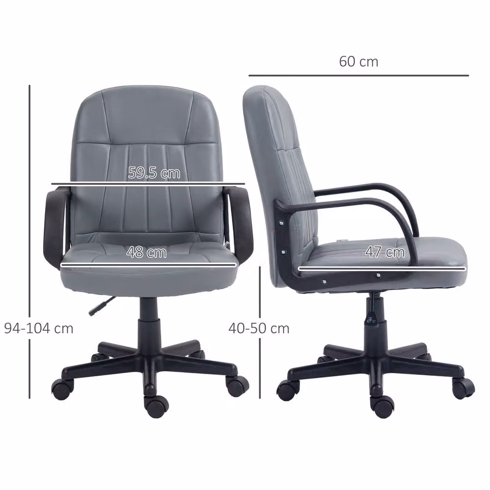STILVORA Grey Faux Leather Swivel Office Task Chair – 3
