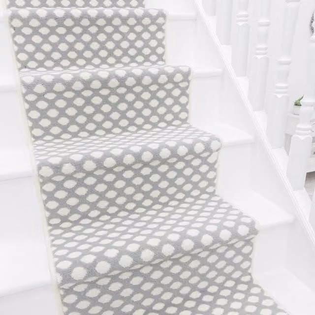 runrug Honeycomb Stair Runner Carpet in Grey, W: 60 cm x L: 480 cm
