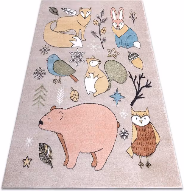 RugsX Fun Kids Motif Rug in Beige and Multicolour, W: 140 cm, D: 190 cm