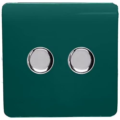 Trendi Modern Glossy 2 Gang 2 Way 120w LED Dimmer Switch in Dark Green