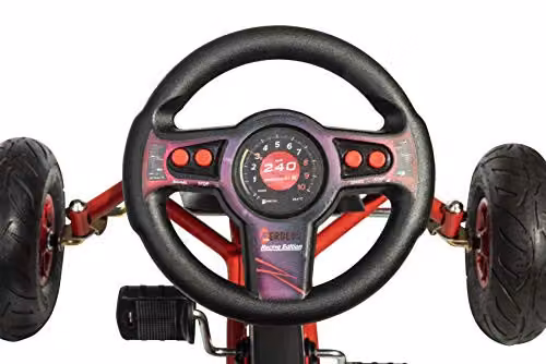 Ferbedo Go AR 8R Go-Kart in Black and Red with Sound Steering Wheel and Pneumatic Tyres, W/D/H: 112 x 40 x 60 cm – 5