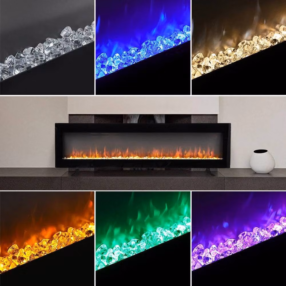 FORGEVIO 50 Inch Wide Wall Mounted LED Fireplace in Black – 3
