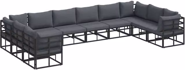 Berkfield Home 10-Piece Modern Garden Sofa Set with Black Powder Coated Aluminium Frame and Weatherproof Cushions – 1