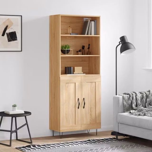 Berkfield Home Sonoma Oak Highboard in Brown, W/D/H: 69.5 x 34 x 180 cm – 1