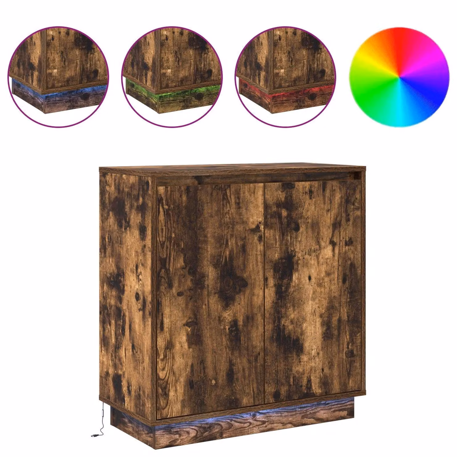 Berkfield Home Modern Sideboard with Integrated LED Lighting in Smoked Oak Brown, W/D/H: 71 x 34.5 x 75 cm – 3