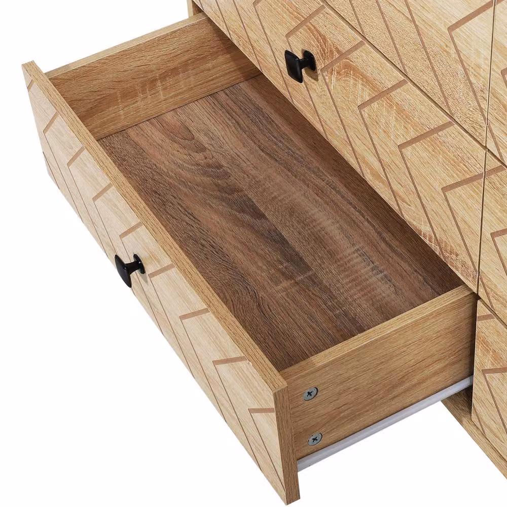 STILVORA 6 Drawer Chest of Drawers with Geometric Zigzag Design in Sand and Brown – 5