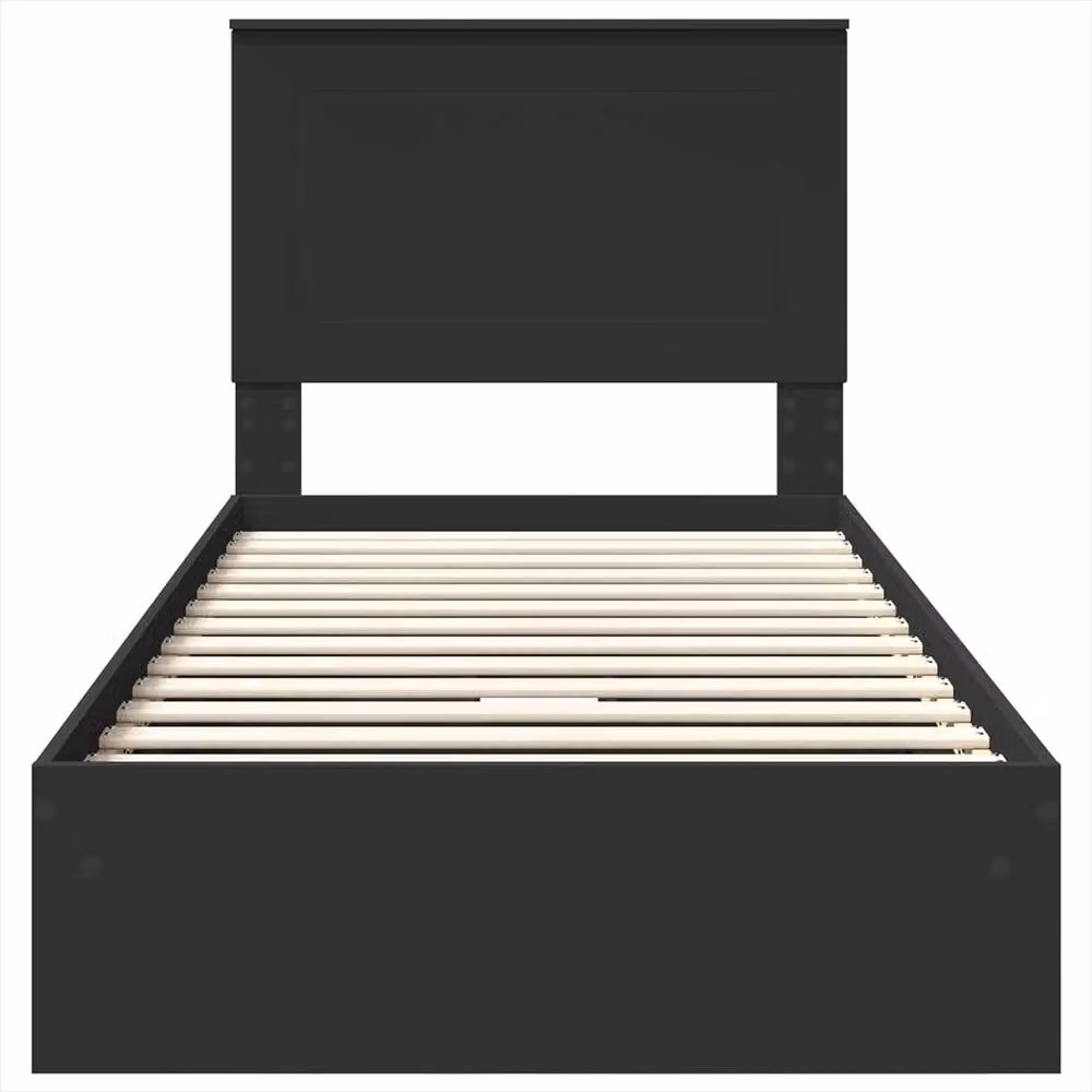 Berkfield Home Black Engineered Wood Storage Bed with Headboard and Drawers W/D/H: 90 x 190 cm – 3