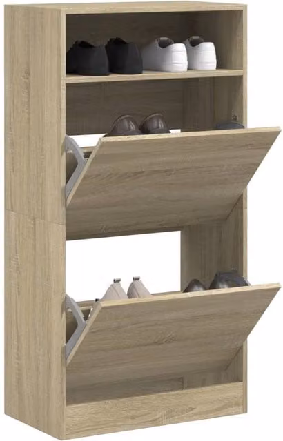Berkfield Home Sonoma Oak Shoe Cabinet in Brown, W/D/H: 60 x 34 x 116 cm – 1