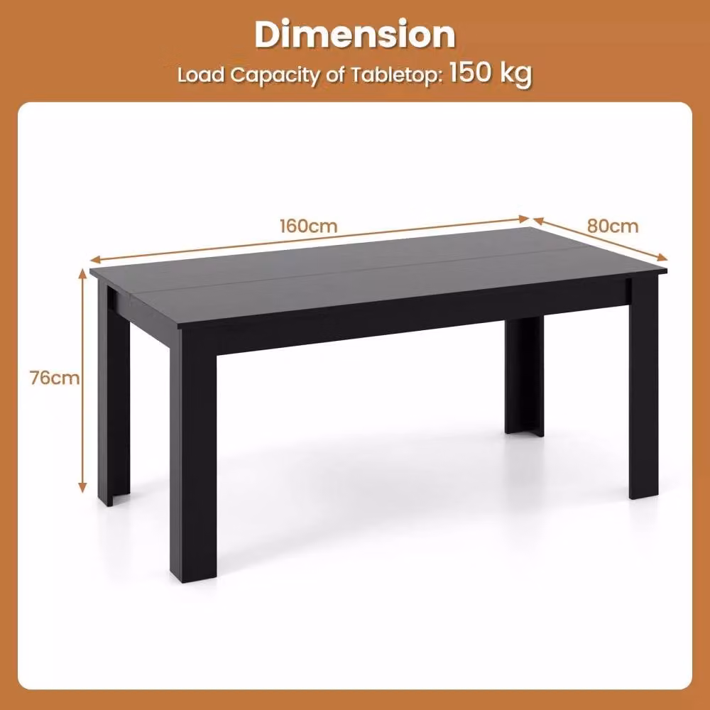 Costway Modern Rectangular Extendable Dining Table in Black, Seats 8 Adults – 2