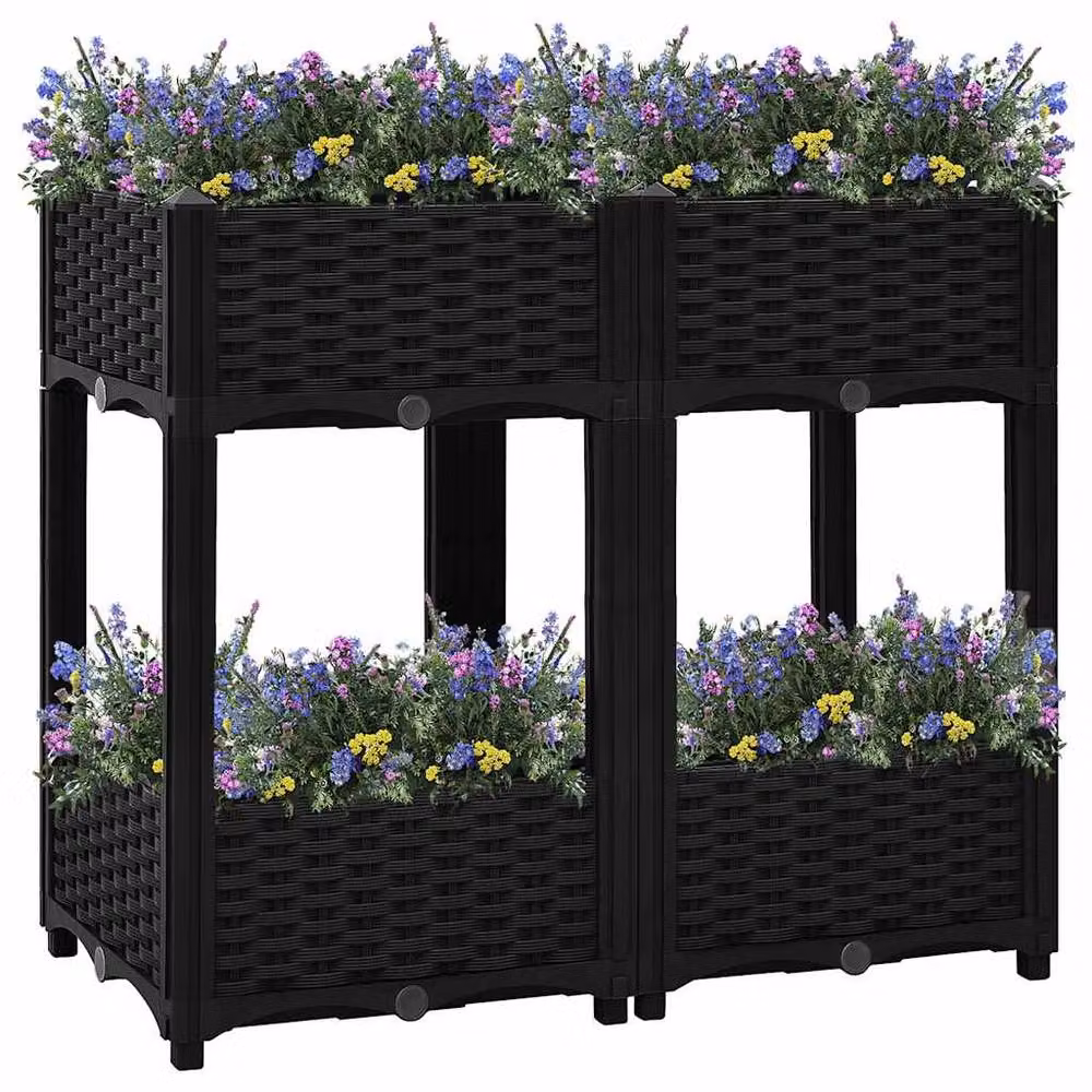 Berkfield Home Black Polypropylene Raised Bed W/D/H: 80 x 40 x 71 cm – 2