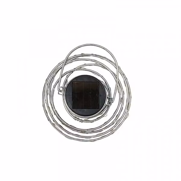 Garden Greatness 4 Pack Silver Solar Spiral LED Hanging Garden Lights with Warm White Dusk Sensor – 2