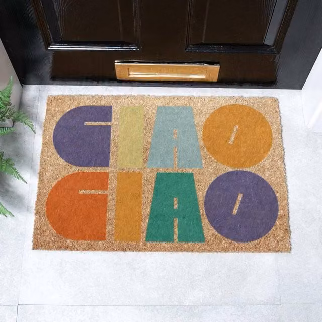 Artsy Mats Elizabeth Olwen Ciao Ciao Coir Doormat in Tan, Brown and Beige, W: 60 cm, D: 40 cm