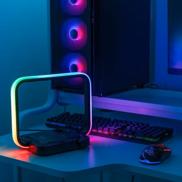 ValueLights 3-in-1 Wireless Charging Pad and Multicolour LED Night Light in Black