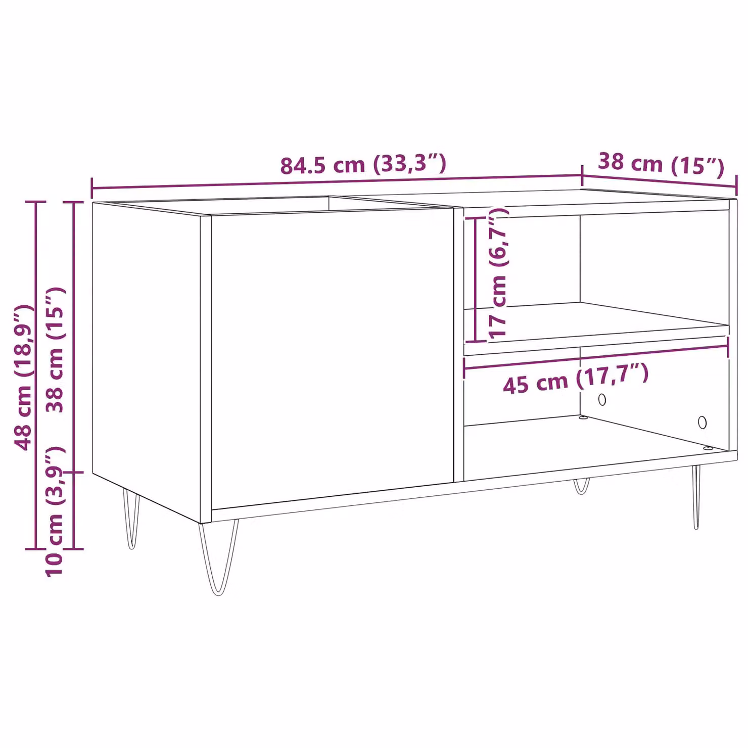 Berkfield Home Record Cabinet in Black Oak, W/D/H: 48 x 38 x 38 cm – 7