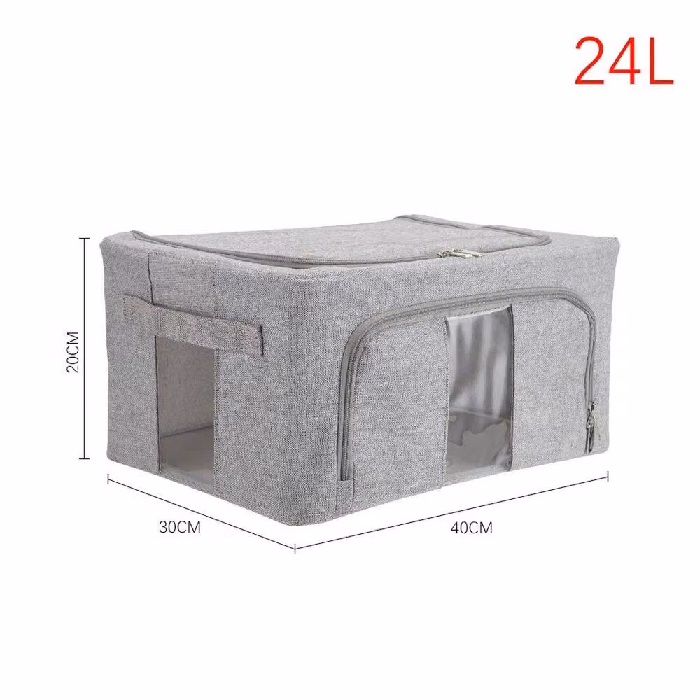 KORVIXA Grey Folding Storage Box, W: 40 cm, D: 30 cm, H: 20 cm – 2