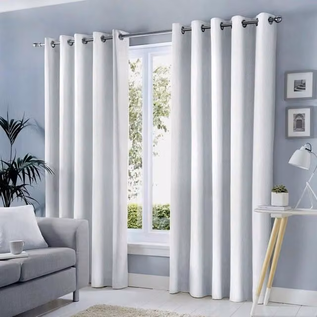 Fusion Sorbonne 100% Cotton Plain Dyed Eyelet Curtains in White, Width: 229 cm, Drop: 229 cm