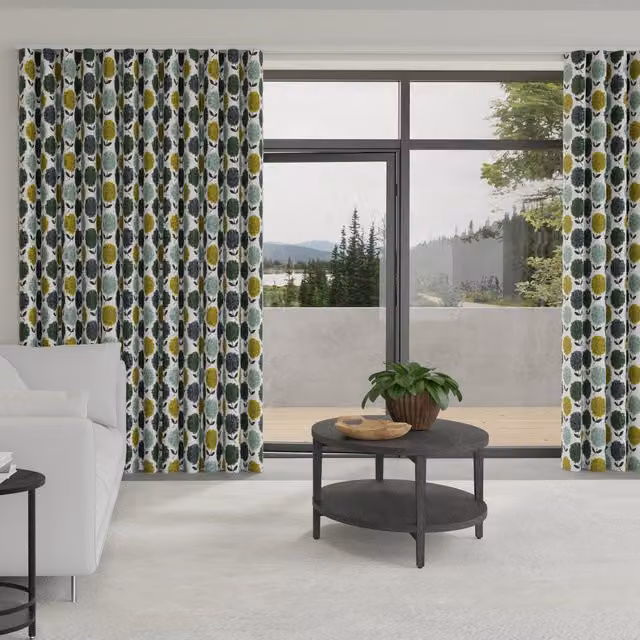 Orla Kiely Hydrangea Made to Measure Wave Blackout Curtain in Blue and Multicolour Floral Design
