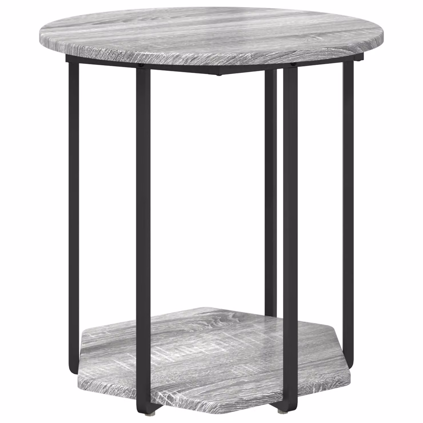 Berkfield Home Set of 2 Modern Round Grey Nested Side Tables with Engineered Wood and Metal Construction – 3
