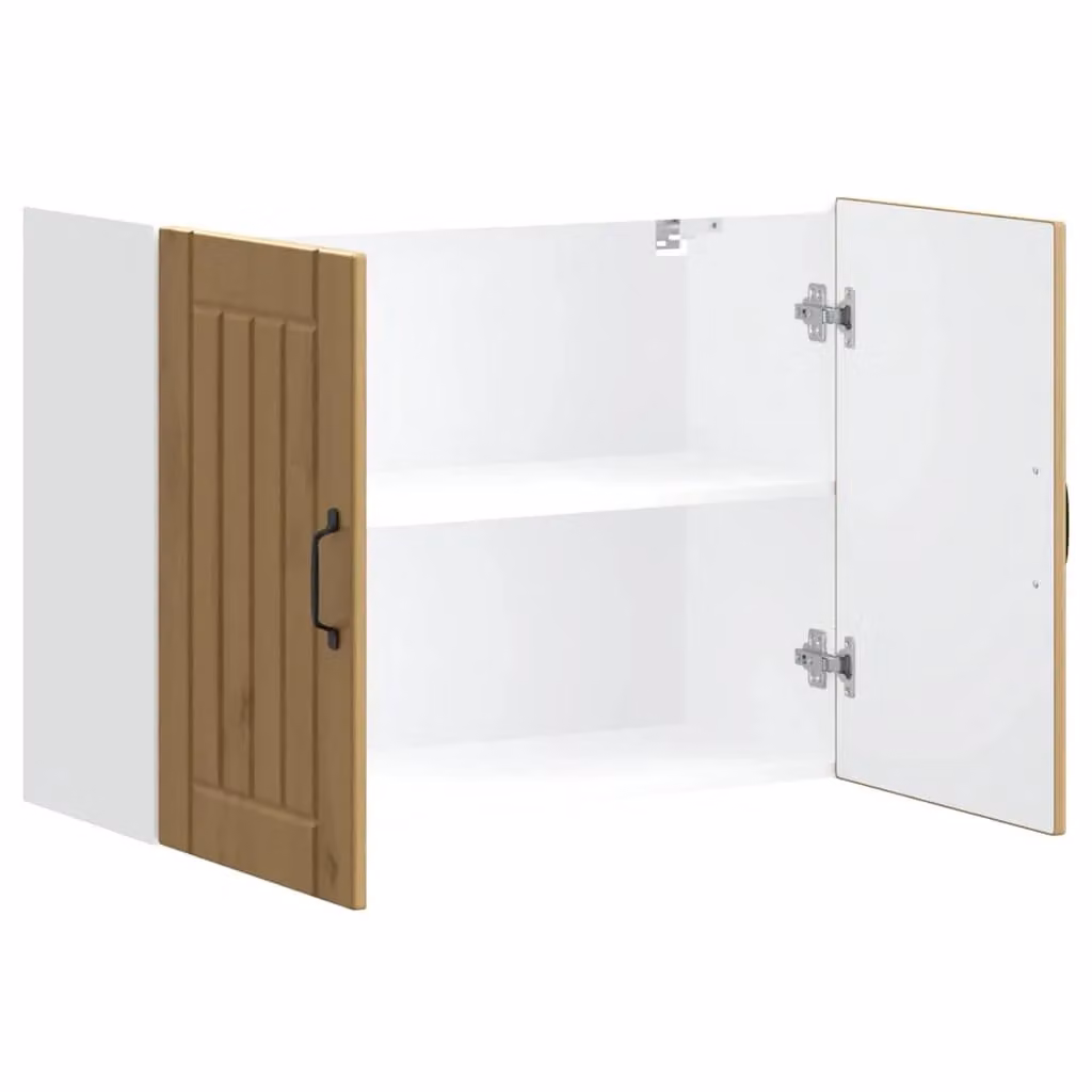 Berkfield Home Lucca Artisan Oak Kitchen Wall Cabinet in Brown with Glass Doors – 2
