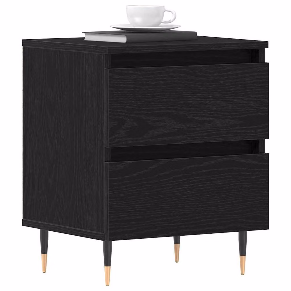 Berkfield Home Set of 2 Black Oak Bedside Cabinets, W/D/H: 40 x 35 x 50 cm – 3
