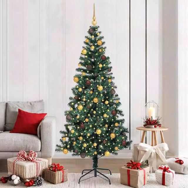 Berkfield Home Pre-lit Artificial Christmas Tree in Green, Height: 210 cm