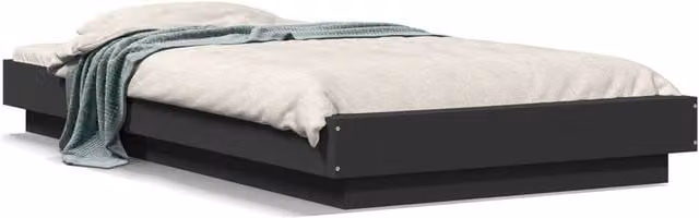 Berkfield Home Modern Black Bed Frame with LED Under-Bed Lighting and USB Charging Port, W/D/H: 90 x 200 cm – 1