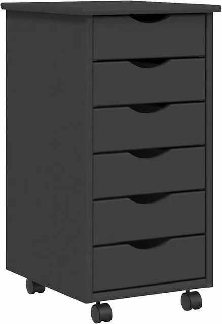 Berkfield Home MOSS Rolling Cabinet with Drawers in Dark Grey Solid Pine Wood – 1