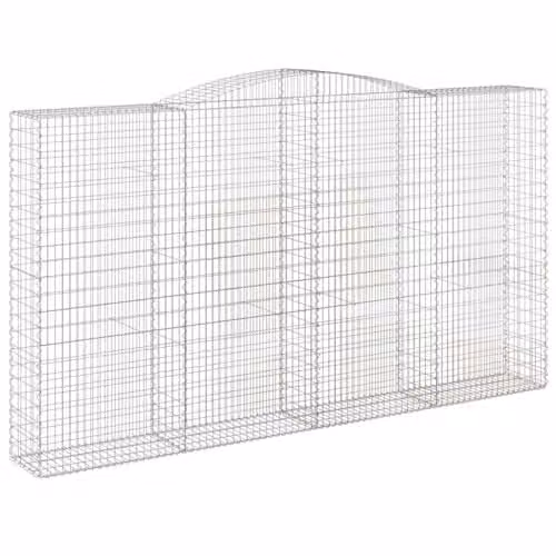 vidaXL Arched Gabion Baskets, 5 Pieces, Silver Galvanised Steel, W: 400 cm, D: 50 cm, H: 220/240 cm – 1