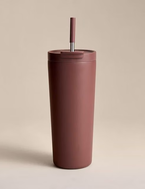 M&S Purple Stainless Steel Double Walled Mug with Lid, 700ml