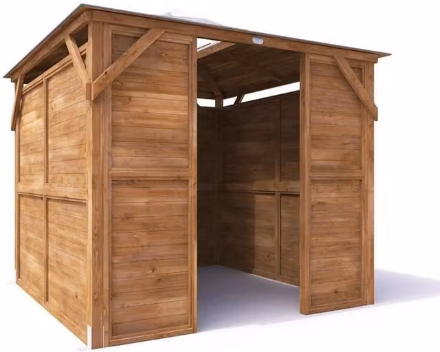 Dunster House Wooden Gazebo with Solid Wall Panels and Front Panel in Brown