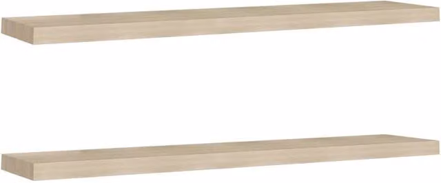 Berkfield Home Floating Wall Shelves, 2 Piece Oak MDF Set in Light Tan, W: 120 cm, D: 23.5 cm, H: 3.8 cm