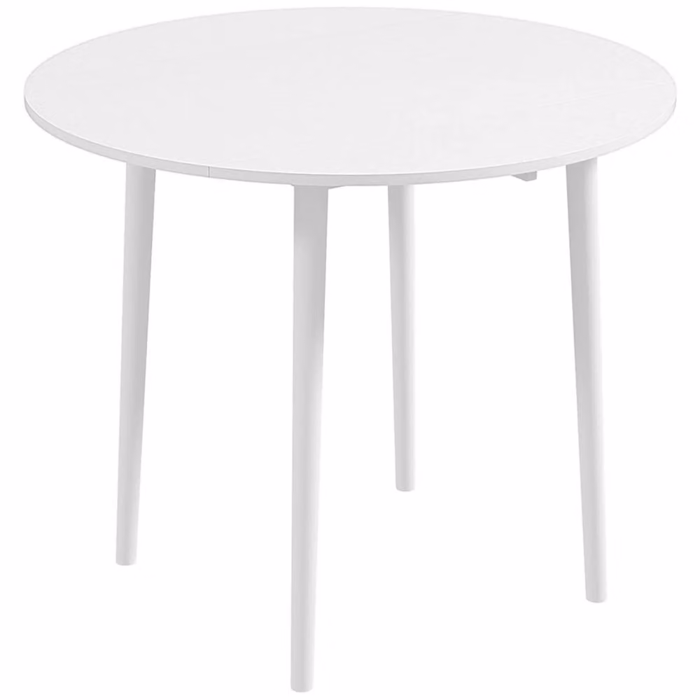 Wyld Haus Zinise Round Drop-Leaf Folding Dining Table in White Wood Grain, Seats 4 – 2