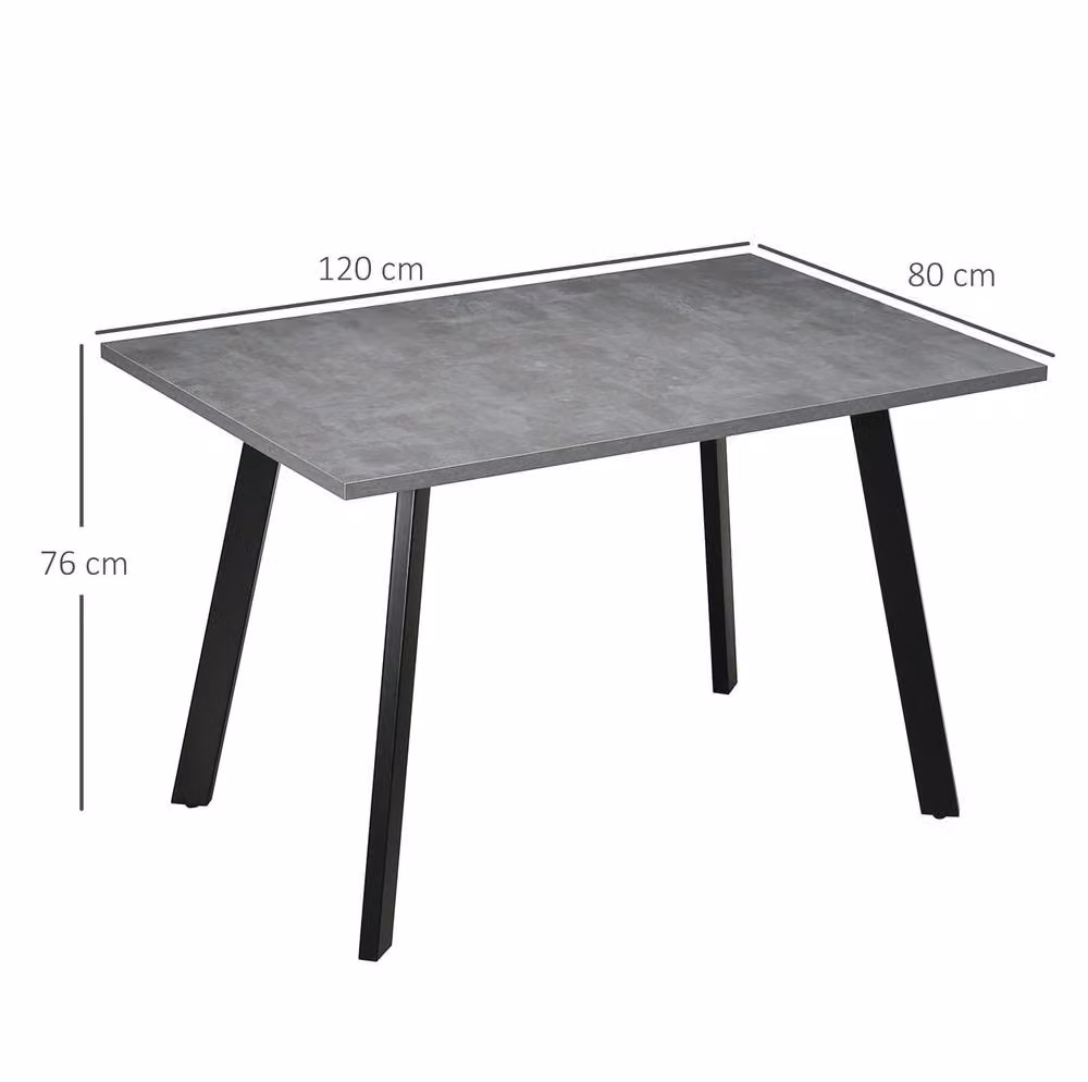 STILVORA Mid-Century Rectangular 4-Seater Dining Table in Grey with Metal and MDF Frame – 2