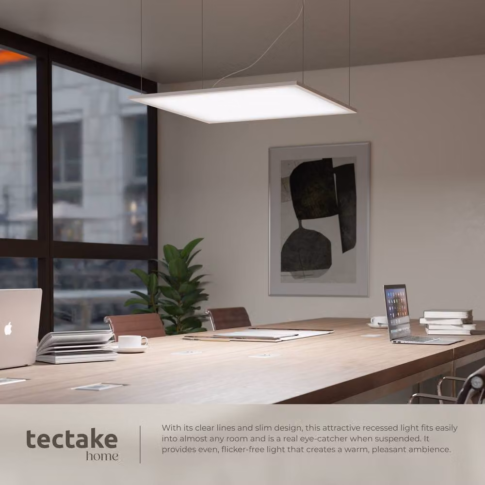 tectake Lucerna LED Panel Light in White, 36W Slim Design with Floating Backlight Effect, Ceiling or Wall-Mountable, W/D/H: 62 x 62 x 3.4 cm – 4