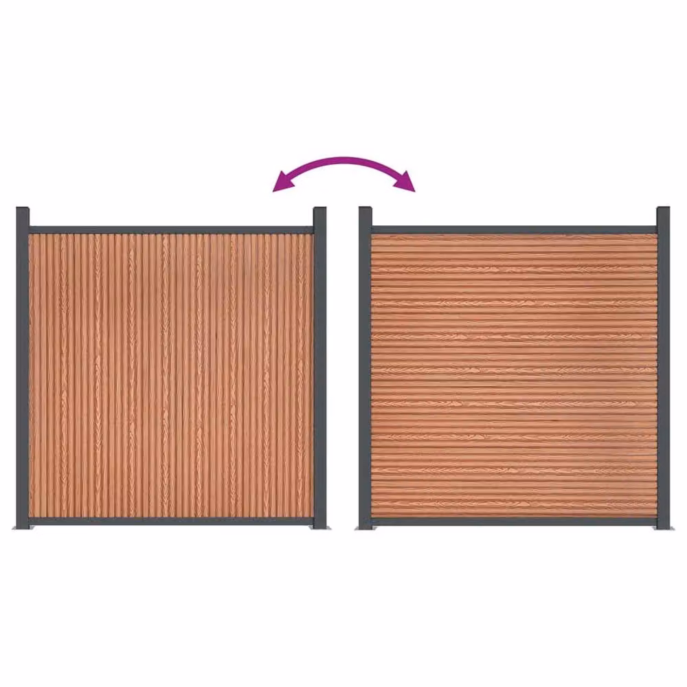 Berkfield Home Durable WPC and Aluminium Fence Panel, Brown, W: 180 cm, H: 186 cm – 3