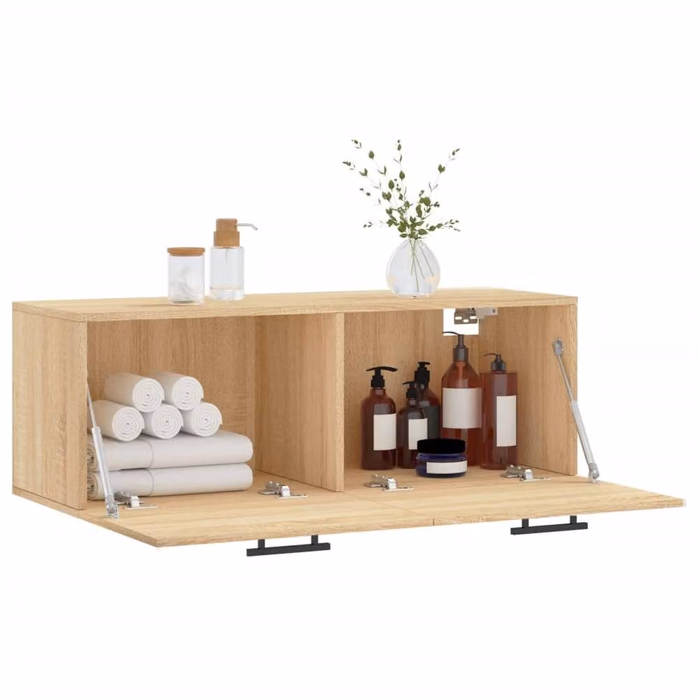 Berkfield Home Sonoma Oak Wall Cabinet in Beige, W: 100 cm, D: 35 cm, H: 36.5 cm – 2