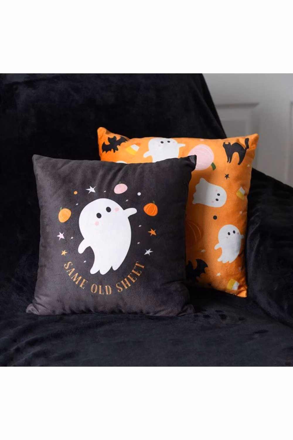 KDMD Spooky Ghost Same Old Sheet Square Halloween Cushion in Black – 4