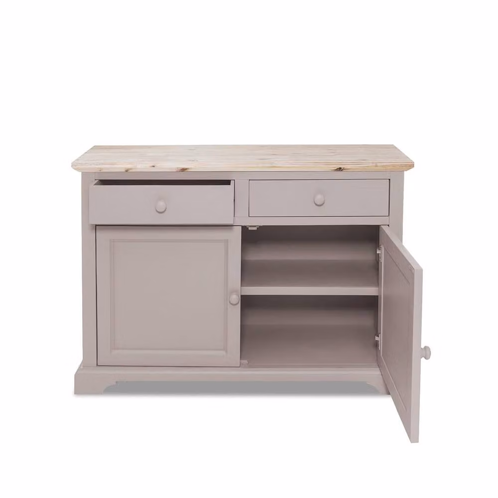 Statement Furniture Florence Sideboard with Cupboard and 2 Drawers in Taupe, W/D/H: 120 x 42 x 85 cm – 2