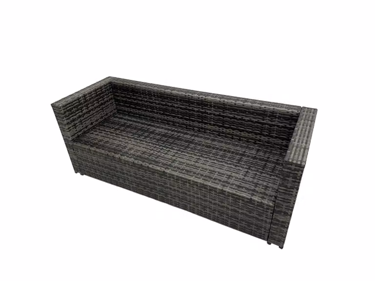 Fimous Outdoor PE Rattan Sofa Set with Large Stool in Dark Grey