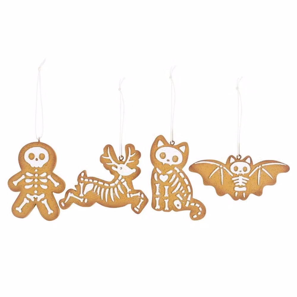 Uniqueful Set of 4 Brown Creepy Skeleton Animal Hanging Ornaments – 3