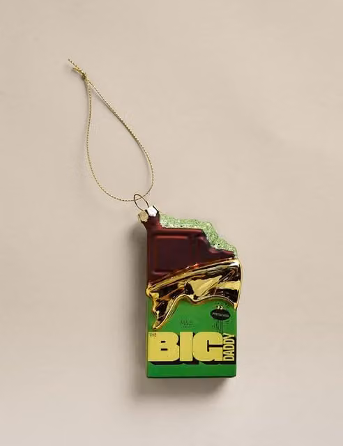 M&S Big Daddy Pistachio Glass Hanging Christmas Ornament in Green