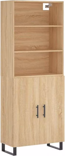 Berkfield Home Sonoma Oak Highboard in Brown, W/D/H: 69.5 x 34 x 180 cm