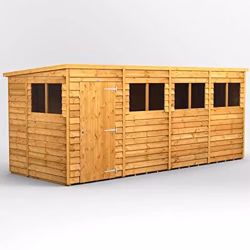 Powersheds Premium Pent Overlap Wooden Garden Shed in Natural Brown with Window and Floor, W/D/H: 202.8 x 190.8 x 190.8 cm – 1