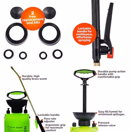 Pro-Kleen Liquid Iron Sulphate Ferrous Conditioner 5L with 5L Garden Pump Sprayer for Greener Grass and Turf Hardening