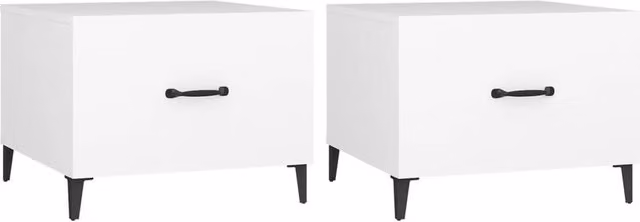 Berkfield Home Set of 2 White Square Coffee Tables with Metal Legs, W/D/H: 50 x 50 x 40 cm – 1