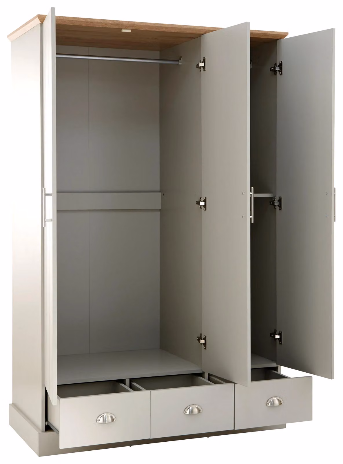 GFW Kendal 3 Door 3 Drawer Wardrobe in Grey – 2