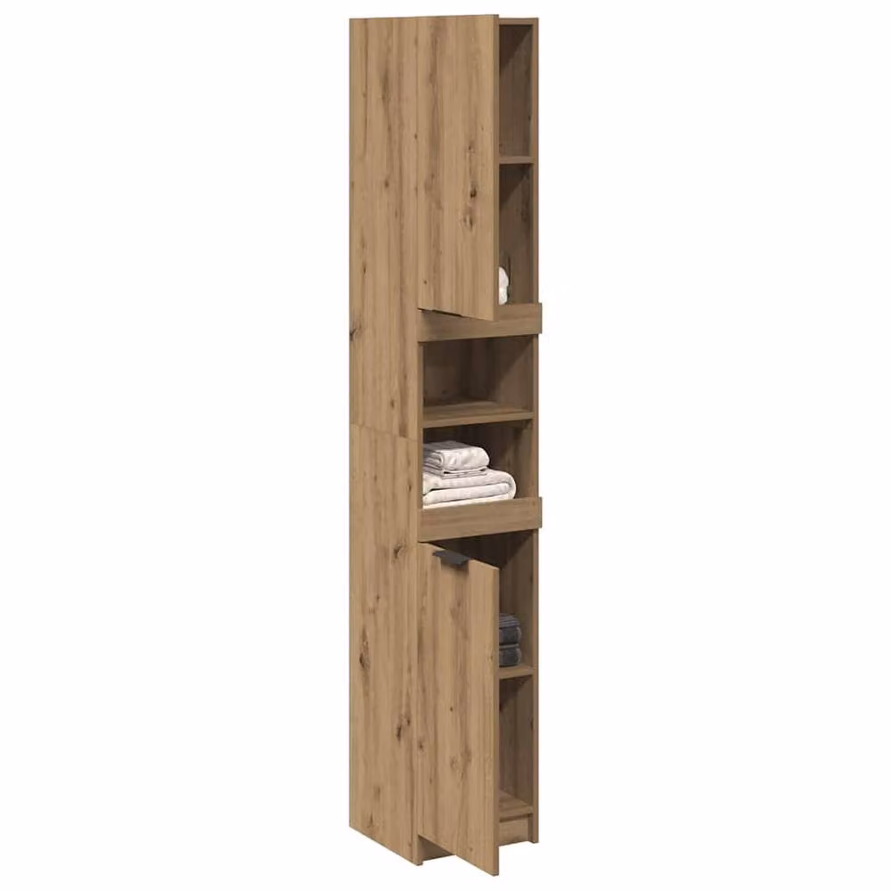 Berkfield Home Artisan Oak Bathroom Cabinet, Brown, W/D/H: 32 x 34 x 188.5 cm – 3