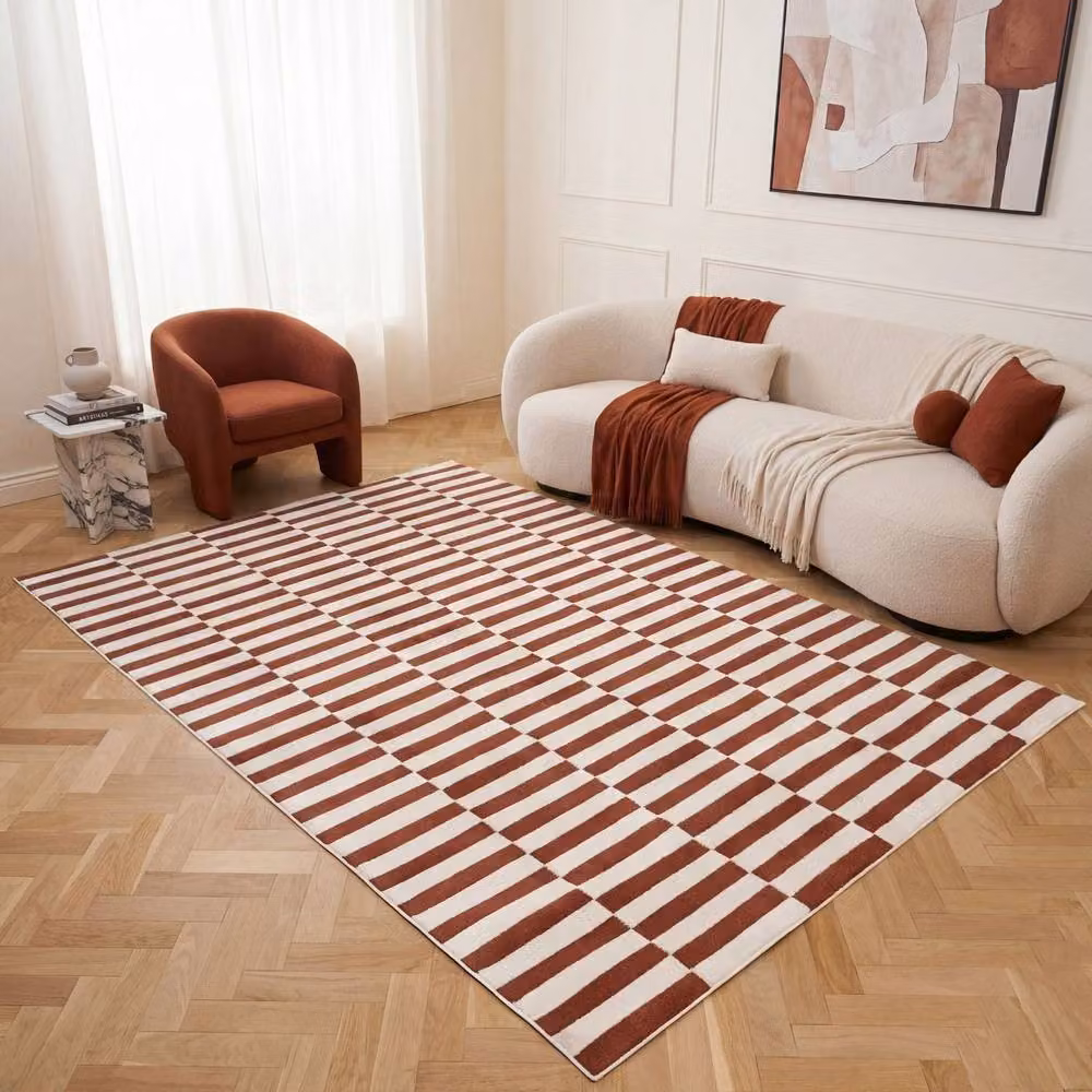 THE RUGS Loft Striped Soft Pile Area Rug in Terracotta, W: 200 cm, L: 290 cm – 3